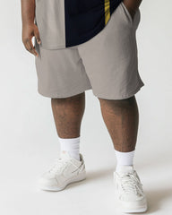 Men's Plus Size Daily Casual Khaki Striped Print Short Sleeve T-Shirt Shorts Suit
