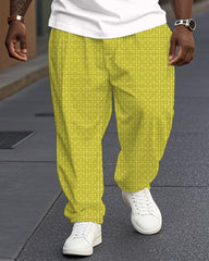 Geometric Jacquard Jacquard Casual Polo Shirt Trousers Suit Men's Plus Size