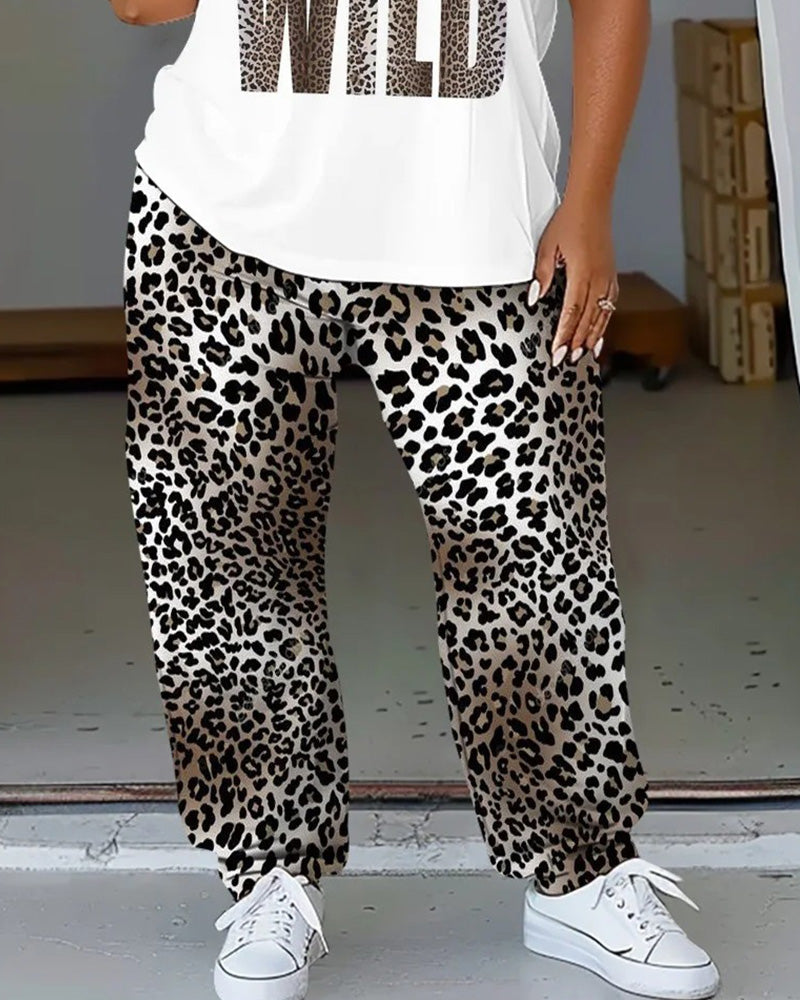 Women's Plus Size Born To Wild T-Shirt and Trousers Suit