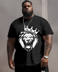Street Casual King With Crown Lion Print Big Men's Set