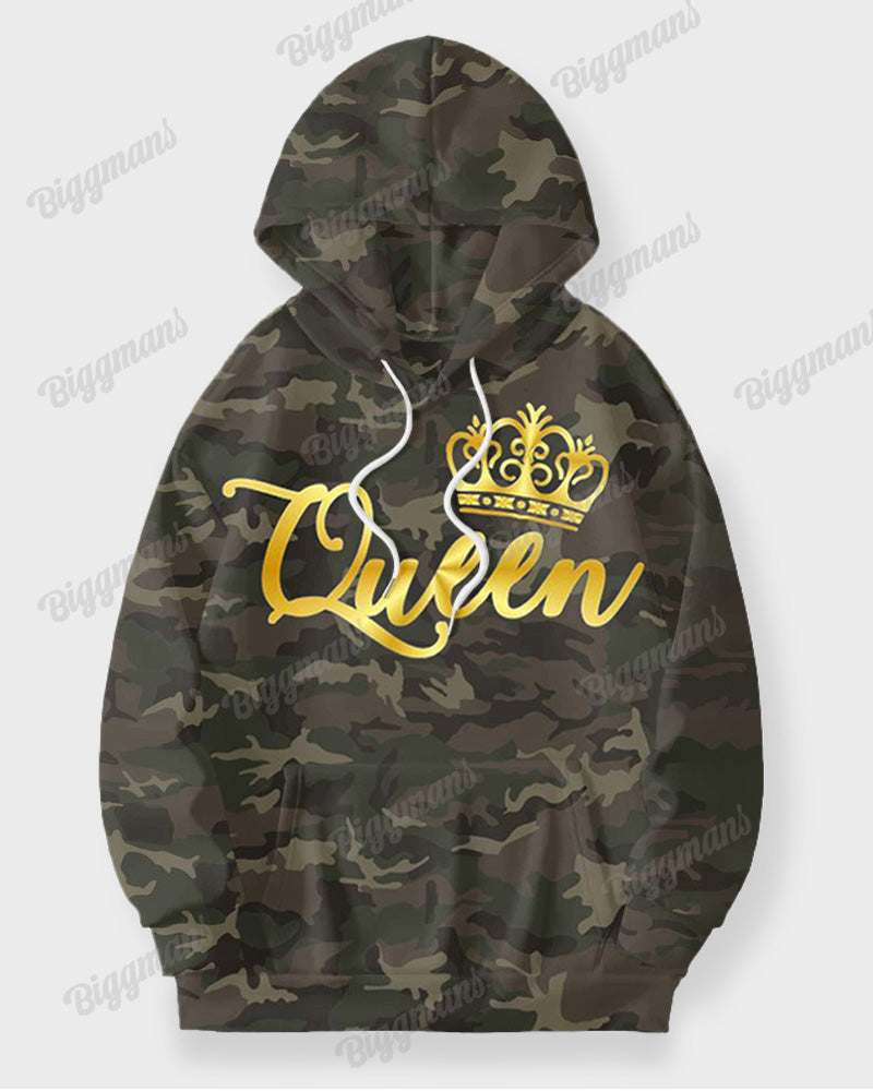Couple's Big & Tall Casual Retro Queen/King Camouflage Hoodie Set