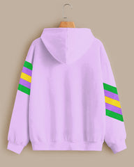 Women's Plus Size Classic Mardi Gras Stripe Print Hoodie