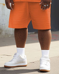 Street Casual Colorblock Large Men's Short Sleeve T-Shirt & Shorts Set