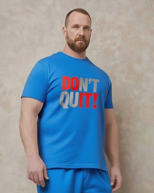 Quit Is Not In Your Code Men's Big and Tall Simple Lettering Short Sleeve T-shirt 2-Piece Set