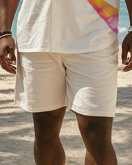 Big & Tall Men's Hawaiian Vacation Apricot Coconut Print Pocket Shirt Shorts Suit