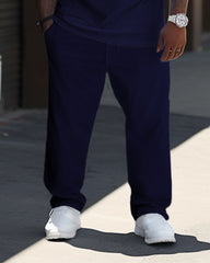 Men's Black And White Color Matching Star Sports And Leisure Two-Piece Suit