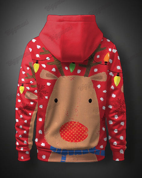 Big Guys Polka Dot Elk Christmas Hoodie & Pants Two Piece Set