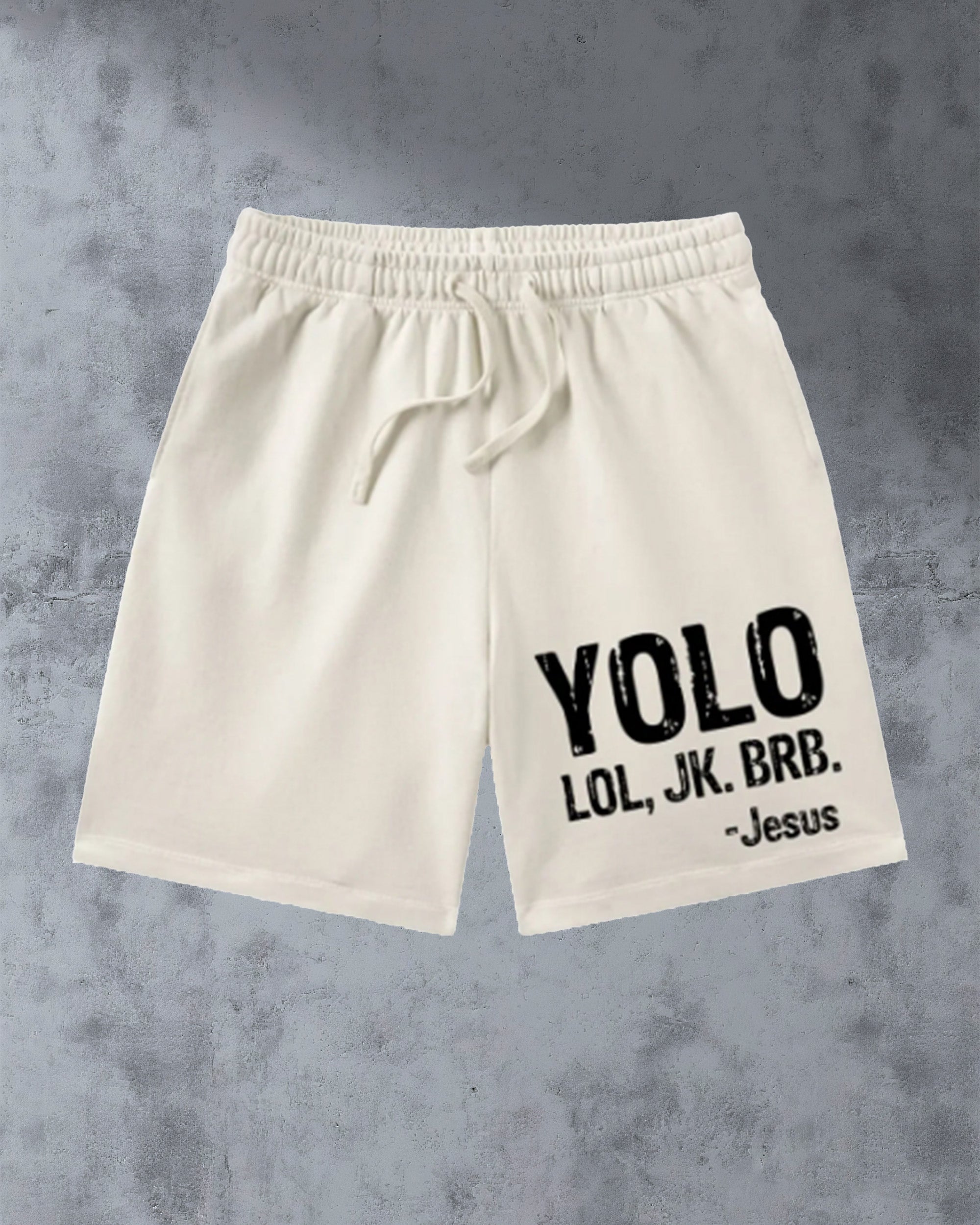 Big & Tall Men's YOLO LOL, JK. BRB.-Jesus夏日短裤