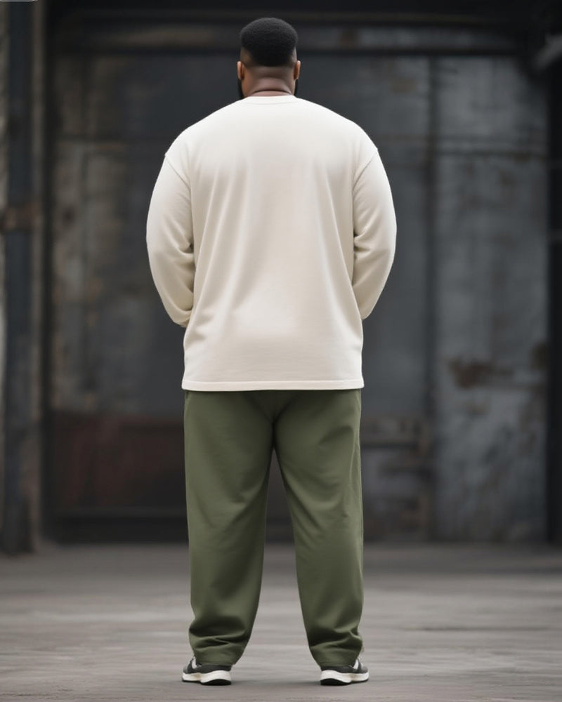 Big & Tall Men's Graffiti Letter Print Long Sleeve T-Shirt Pants Suit