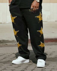 Big & Tall Men's Street Fashion SAINTS Stars Original Design-Short Sleeve Trousers Suit