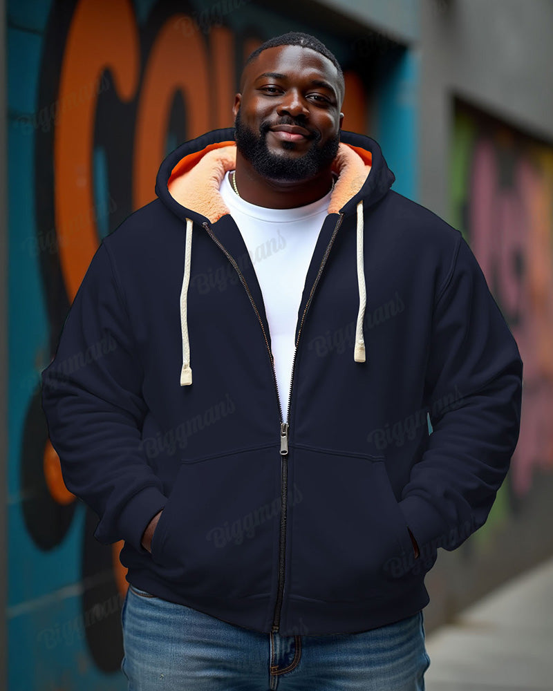 Men's Big & Tall Solid Color Fleece Zipper Cardigan Hoodie