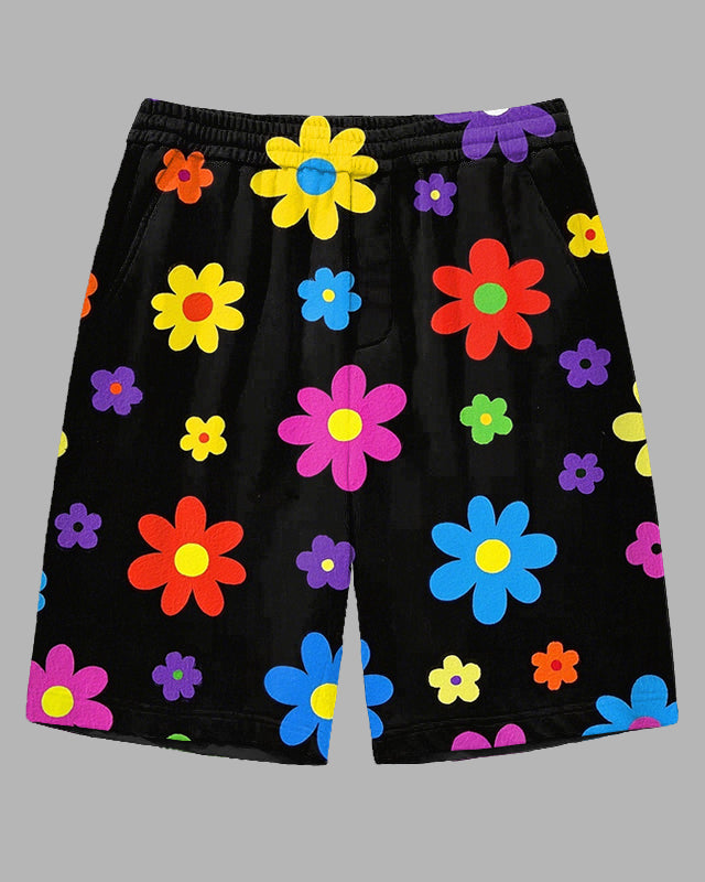 Big Men's Funny Cartoon Flower Printed Street Fashion Casual Shorts