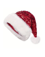Sparkling Christmas Ball Hat With Fuzzy Pom Pom