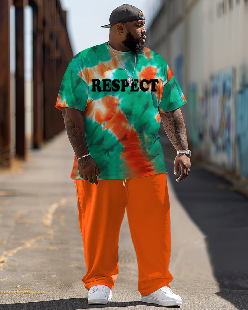 RESPECT Letter Tie-Dye Print Large Men's Suit