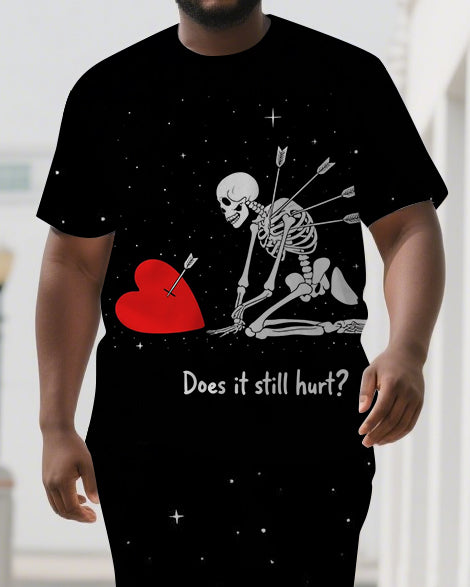 Heal Through Hurt Men's Big & Tall Skull Back Printed Short Sleeve T-shirt 2-Piece Set