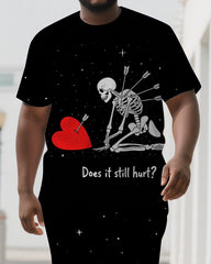 Heal Through Hurt Men's Big & Tall Skull Back Printed Short Sleeve T-shirt 2-Piece Set