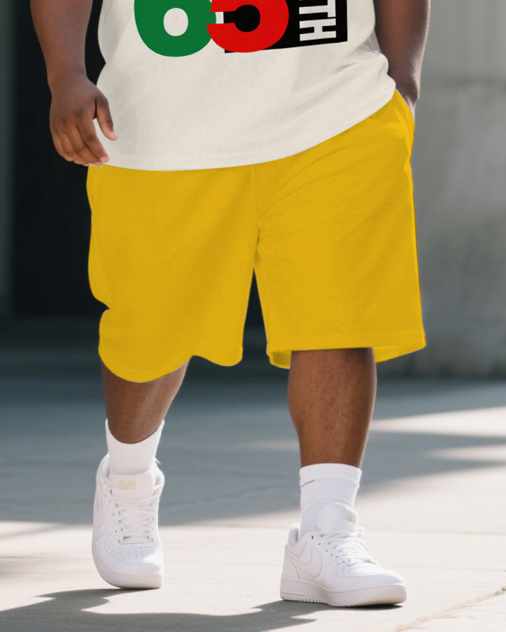 Big Men's Casual 1865 Juneteenth Theme 2-Piece Outdoor Short Sleeve T-Shirt & Shorts Suit