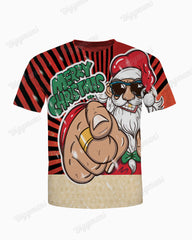 Men's Plus Size Santa Claus Merry Christmas T-Shirt Shorts 2-Piece Set