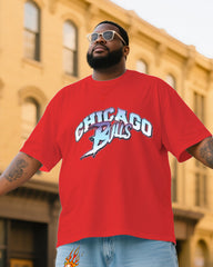 Plus Size Men's Chicago Bulls Creative Printed T-Shirt Denim Pants Suit