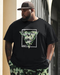 Men's Big & Tall Retro Street Never Give Up Camouflage Hip-Hop Casual Two-piece Set