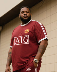 Big Boy Casual Sports Football Style FC Barcelona Striped Crewneck Short Sleeve T-Shirt Trousers