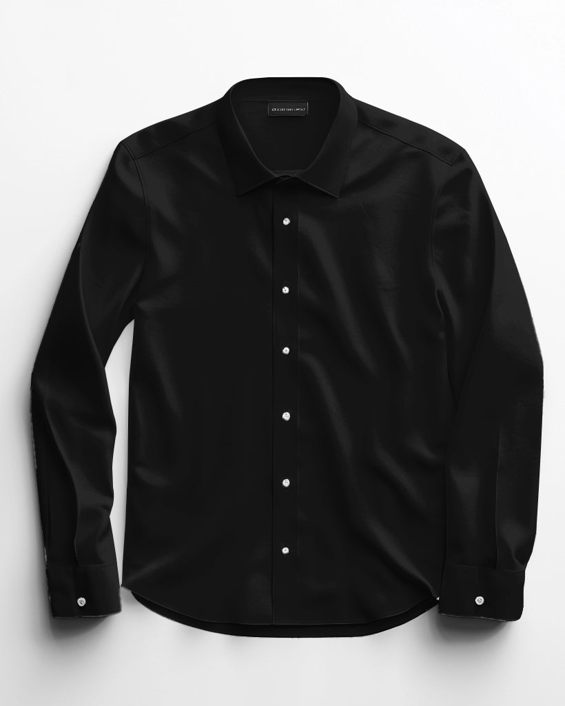 Men's Classic Casual Plus Size Solid Color Long Sleeve Lapel Shirt