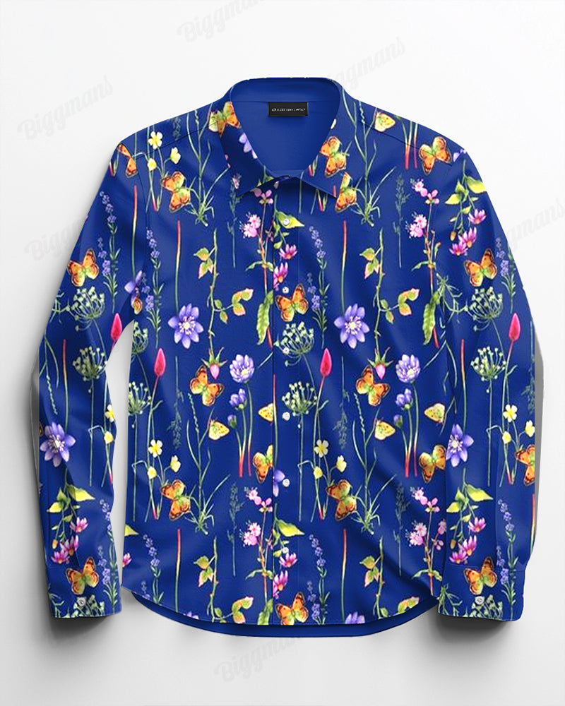 Blue Secret Garden Long Sleeve Lassel Shirt Men's Plus Size