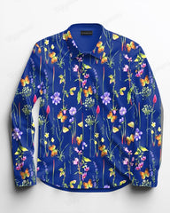 Blue Secret Garden Long Sleeve Lassel Shirt Men's Plus Size