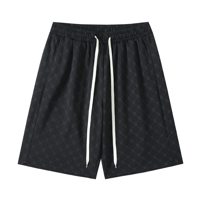 Men's Big and Tall Athletic Street Style Letter Plaid Shorts