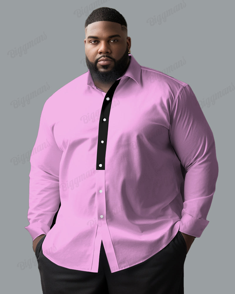 Men's Big & Tall Simple Stitching Cotton Long Sleeve Shirt