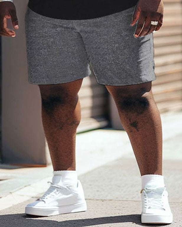 Street Casual Simple Black And White Gray Color Block Printing Large Men's Set