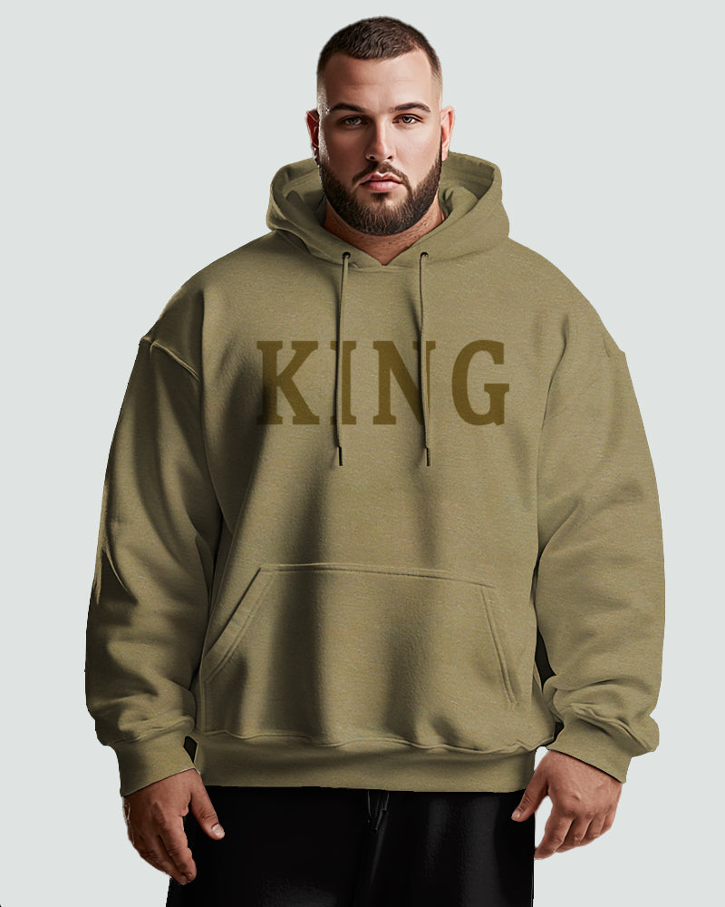 Cotton-Simple Letter King Men's Loose Oversized Hoodie