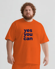 Keep Going You Can Do It Men's Big and Tall Simple Letter Short Sleeve T-shirt Shorts Set