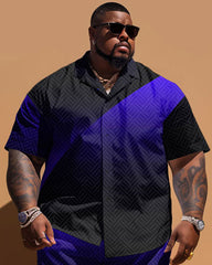 Big Guy's Simple Pattern Printed Short-sleeved Shirt And Shorts Set