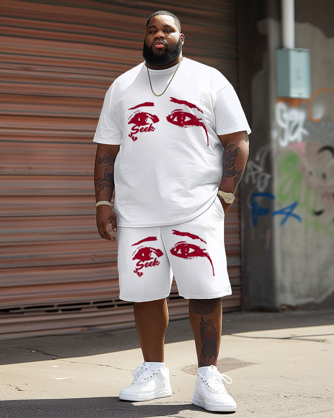 Street Casual Art Eye Print Large Men's Set