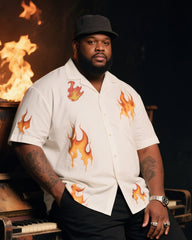 Big Boy Essential 2025 Fashion Flame Short Sleeve Shirt Trousers Suit