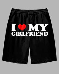 Men's Street Fashion Letter I LOVE MY GIRLFRIEND Printed Daily Casual Big and Tall Shorts