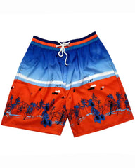 Big & Tall Men's Hawaii. Summer Stripes And Blue Gradient Red Coconut Tree Beach Pants