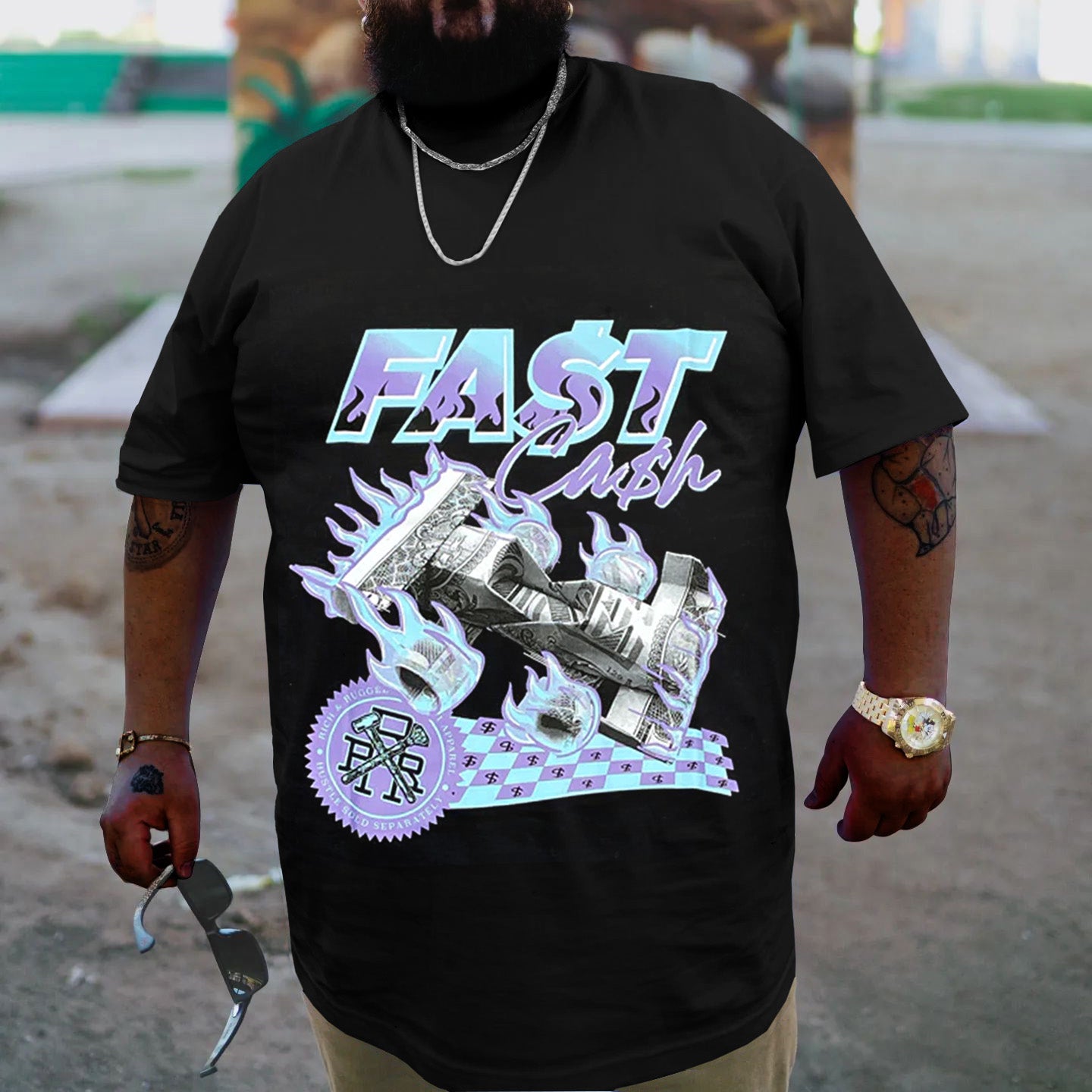Plus Size Black Fast Cash T-Shirt