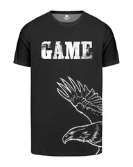 Men's Plus Size Black Game Chest Print Round Neck Short Sleeve T-shirt