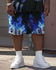 Men's Big & Tall Street Casual Skull Poker Print T-Shirt Shorts Set