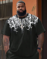Street Hip Hop Electric Shock Metallic Print Big Men's Set
