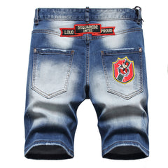 Men's Big & Tall Hole Feature Fashion Trendy Badge Print Jeans