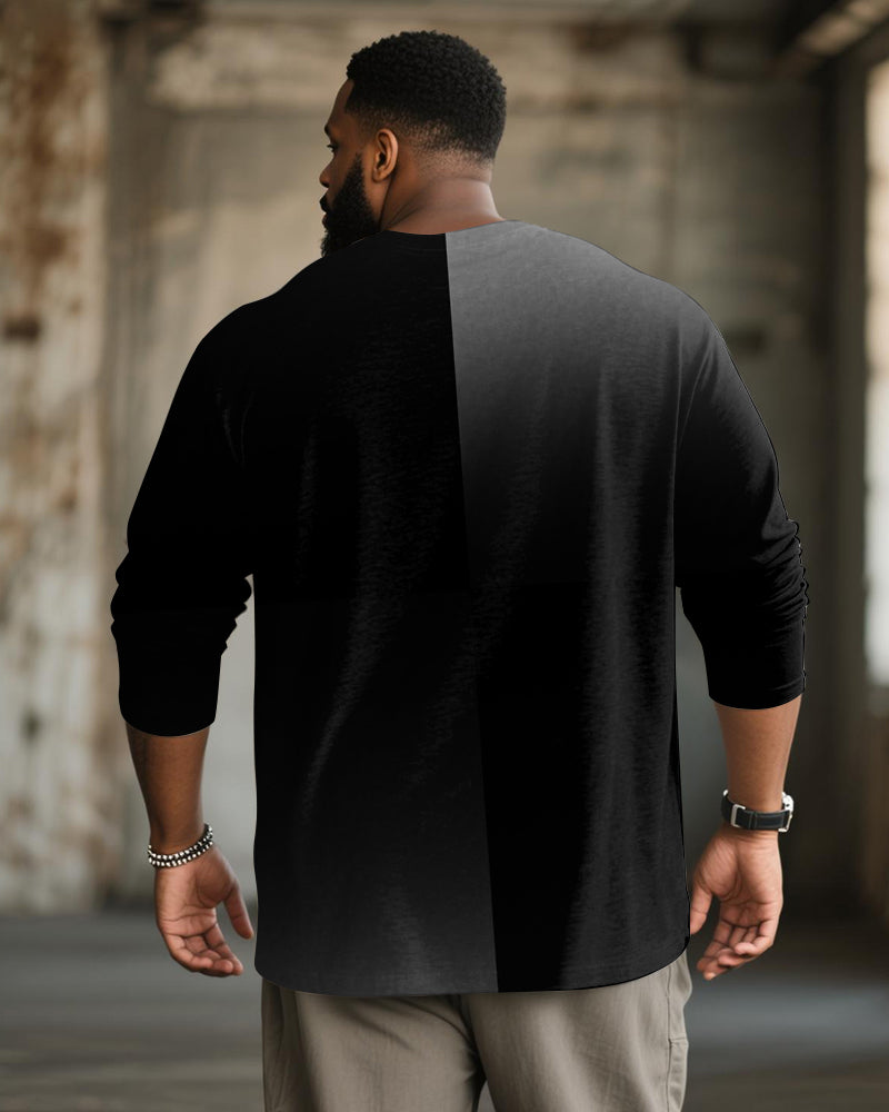 Big & Tall Men's Quad Gradient Begood Alphabet Print Long Sleeve T-Shirt