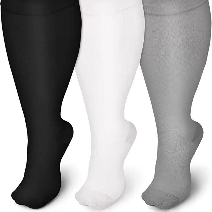 🔥2XL-7XL Solid Color Running Fitness Compression Socks For Obese Men And Women Sports Socks