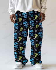 Star Dot Skull Print Men's Loose Plus Size Straight Pants