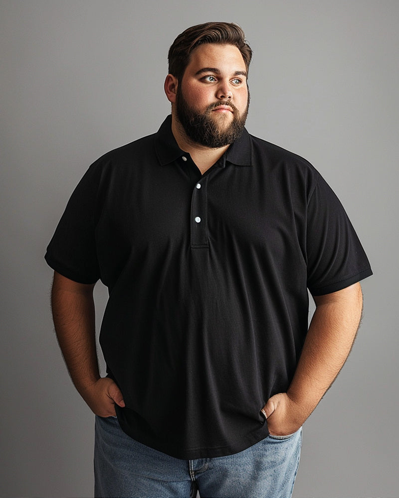Casual Business Solid Color Basic POLO Big Men's Short Sleeve T-Shirt