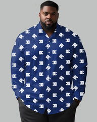 Art Letter Lapel Long Sleeve Shirt Big Men