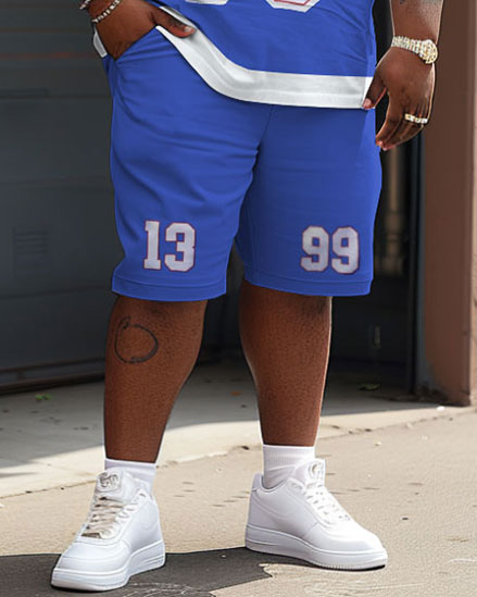 Street Casual Simple Colorblock Letter Number Print Large Men's Set