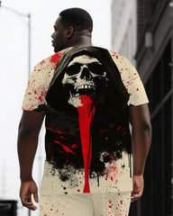 Die Bold Live Bolder Men's Skeleton Black Print Big & Tall Short Sleeve T-shirt Shorts Casual Set